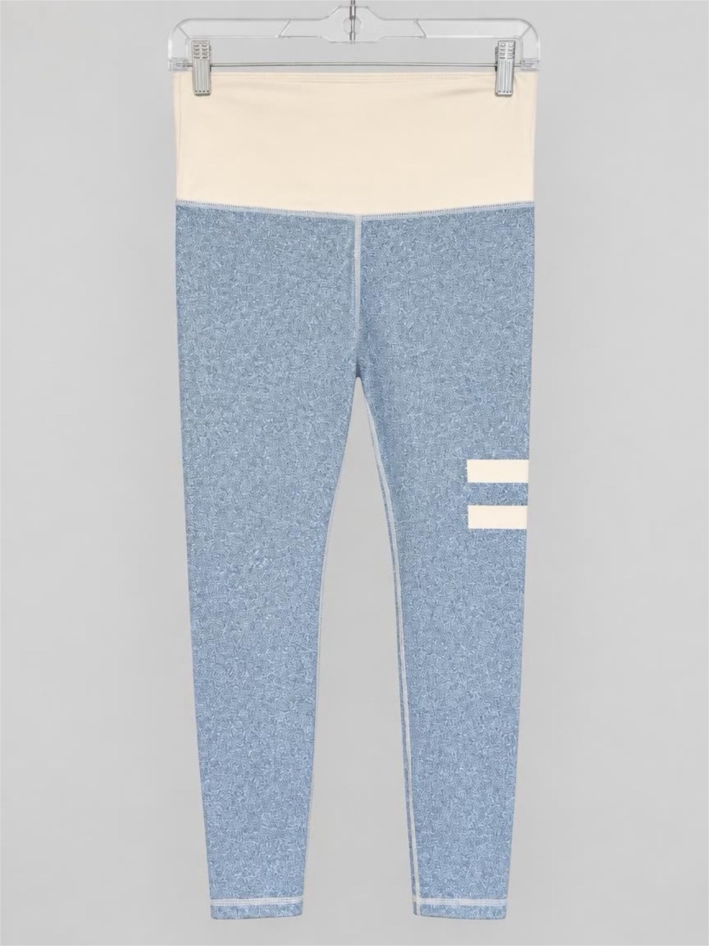 ZYIA Active Blue Heather White Stripe High Rise Leggings Medium